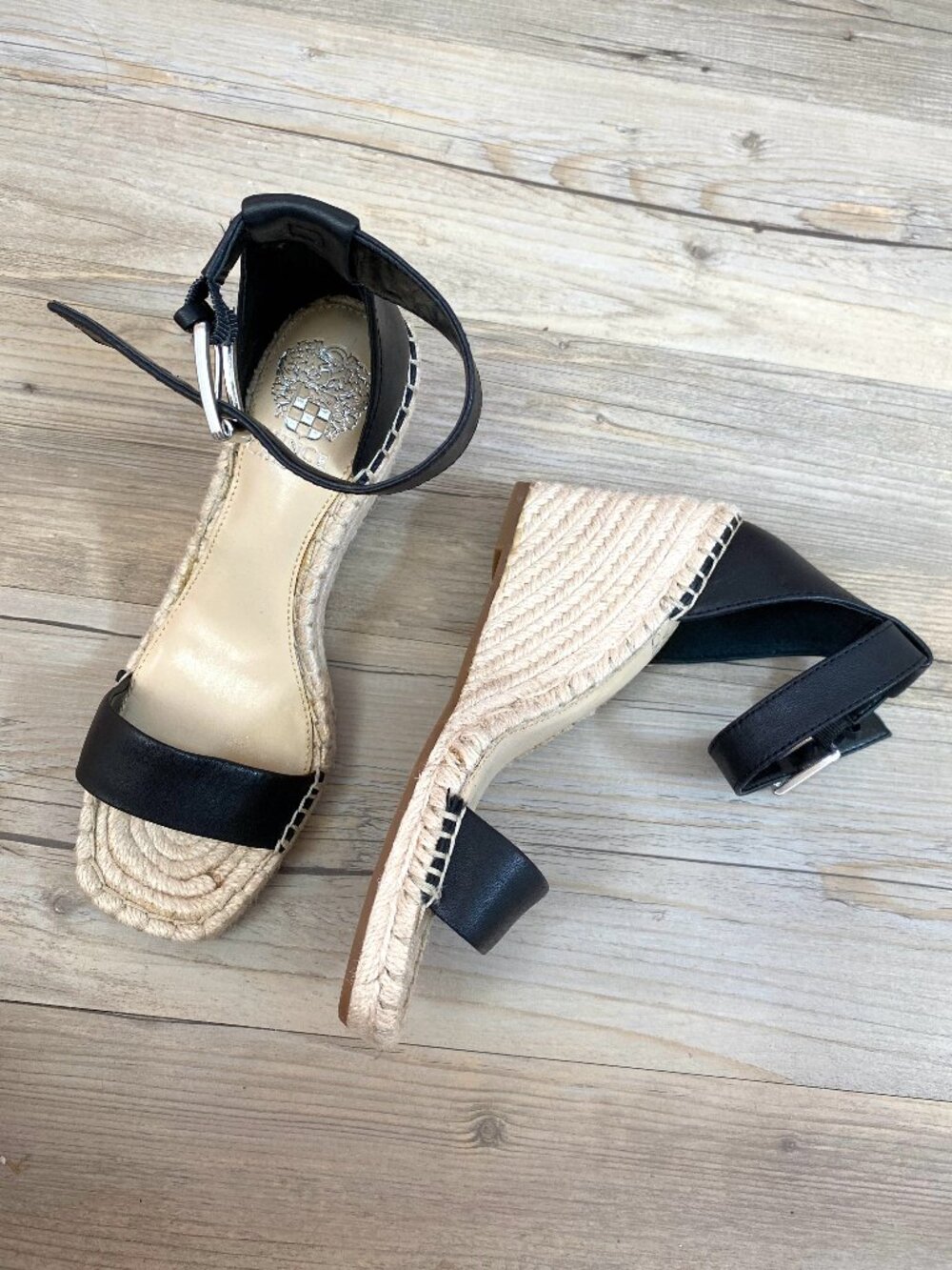 Vince Camuto Black Espadrille Wedges Size 7.5